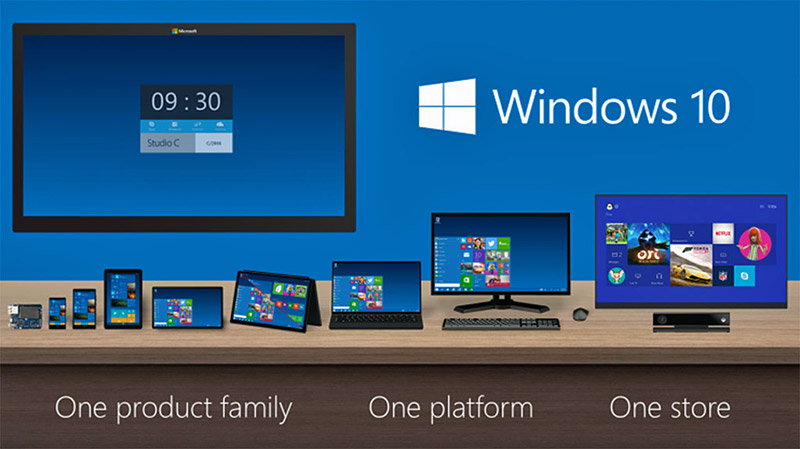 Microsoft Windows 10 will run on multiple device types
